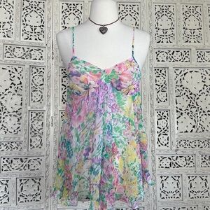 Victoria's Secret Gold Label pastel floral flip‎ babydoll sleep shirt sz small